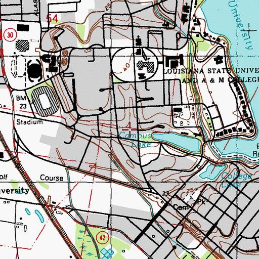 Topographic Map of Louisiana State University Knapp Hall, LA