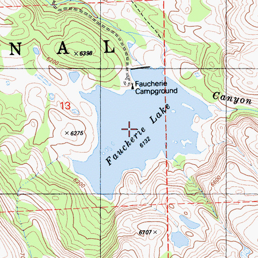 Topographic Map of Faucherie Lake, CA