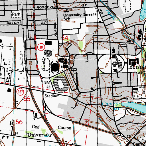 Topographic Map of Louisiana State University Lockett Hall, LA