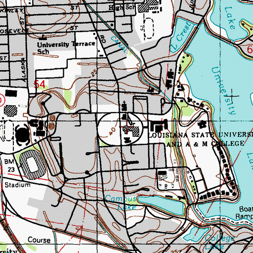 Topographic Map of Louisiana State University Old Law Building, LA