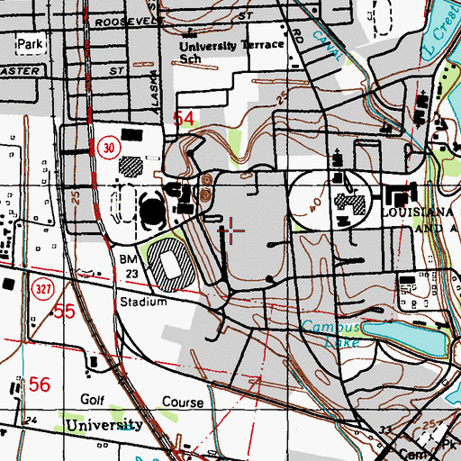Topographic Map of Louisiana State University Stubbs Hall, LA