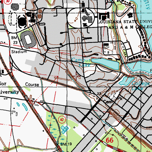 Topographic Map of Louisiana State University Sturgis Hall, LA