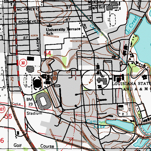 Topographic Map of Louisiana State University Thomas Boyd Hall, LA
