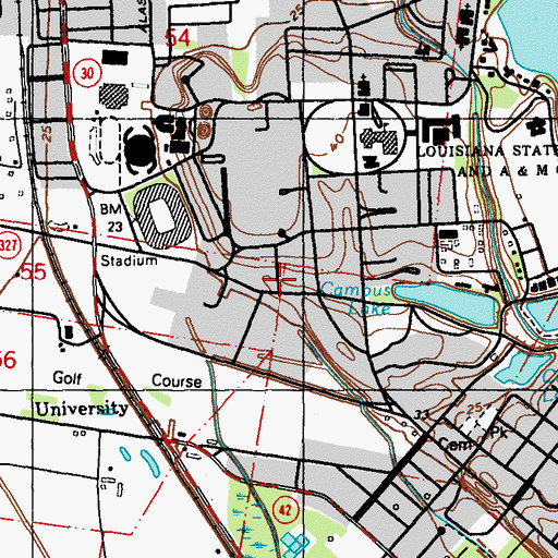 Topographic Map of Louisiana State University Tureaud Hall, LA