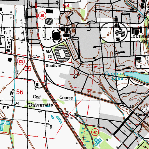 Topographic Map of Louisiana State University Wetland Biogeochemistry Building, LA