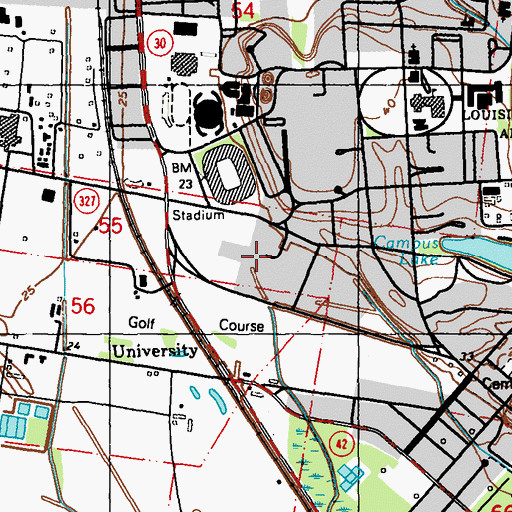 Topographic Map of Louisiana State University Wetland Resources Building, LA