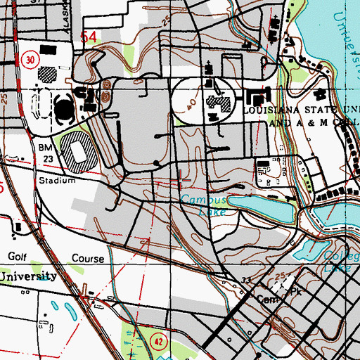 Topographic Map of Louisiana State University Williams Hall, LA