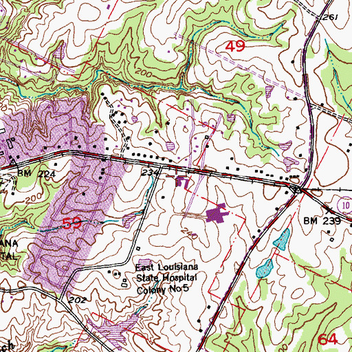 Topographic Map of Louisiana Technical College Folkes Campus, LA