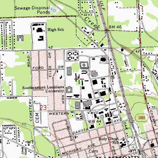 Topographic Map of Southeastern Louisiana University Taylor Hall, LA