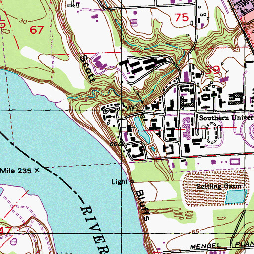 Topographic Map of Southern University Baton Rouge Campus E N Mayberry Hall, LA