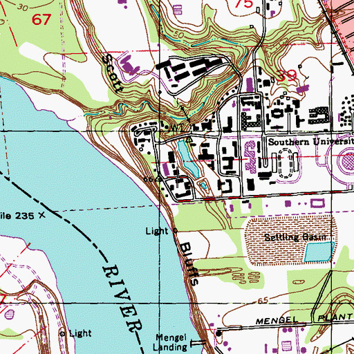 Topographic Map of Southern University Baton Rouge Campus Joseph Samuel Clark Administration Annex, LA