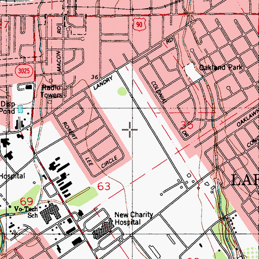 Topographic Map of University of Louisiana Lafayette Estuarine Habitats Coastal Fisheries Research Center, LA
