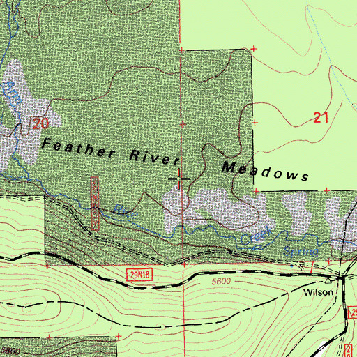Topographic Map of Feather River Meadows, CA