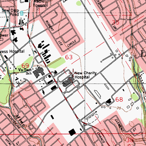 Topographic Map of University of Louisiana Lafayette Primary Care Building, LA