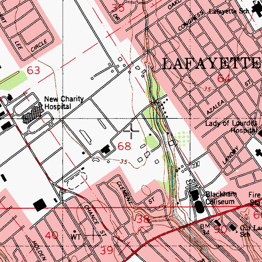 Topographic Map of University of Louisiana Lafayette Louisiana Accelerator Center, LA