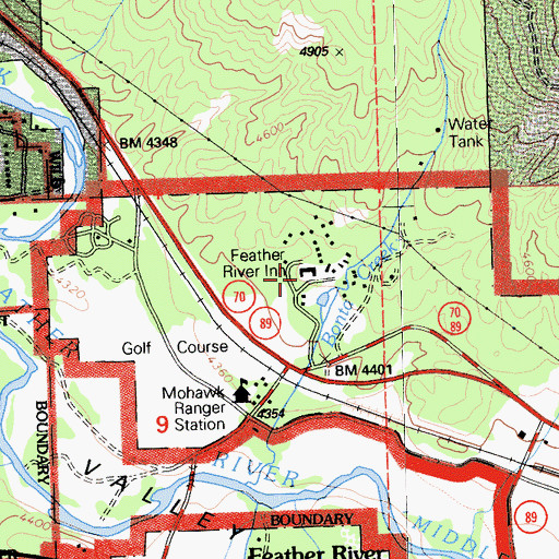 Topographic Map of Feather River Prep School, CA