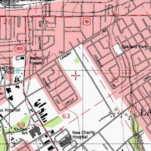 Topographic Map of United States Geological Survey National Wetlands Research Center, LA