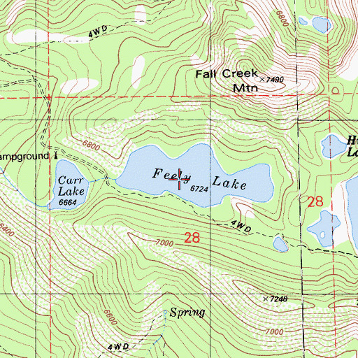 Topographic Map of Feeley Lake, CA