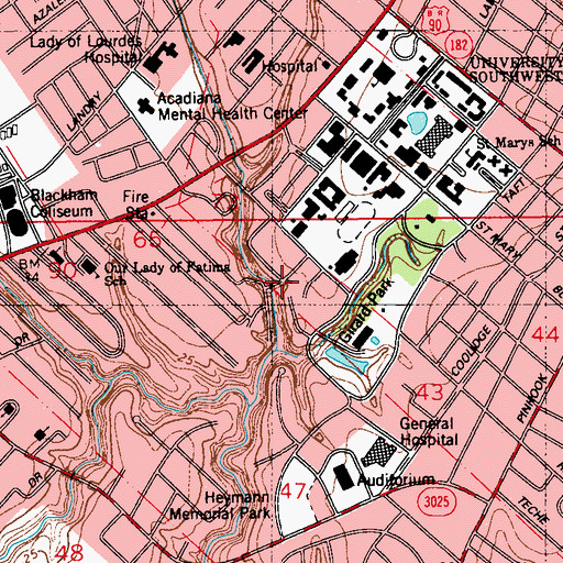 Topographic Map of University of Louisiana Lafayette Stokes Hall A, LA
