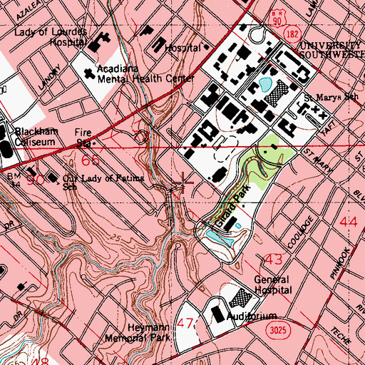 Topographic Map of University of Louisiana Lafayette Stokes Hall B, LA