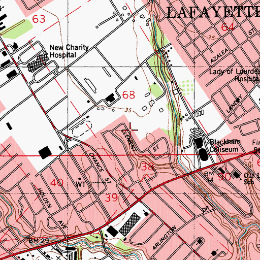 Topographic Map of University of Louisiana Lafayette Student Aquatic Center, LA