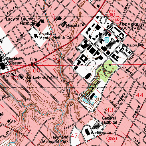 Topographic Map of University of Louisiana Lafayette Visual Arts Annex, LA