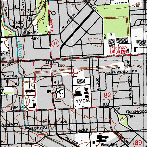 Topographic Map of Baton Rouge Community College Governors Building, LA