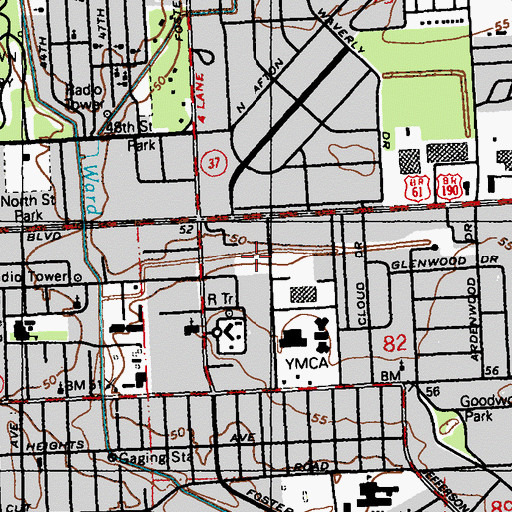 Topographic Map of Baton Rouge Community College Louisiana Building, LA