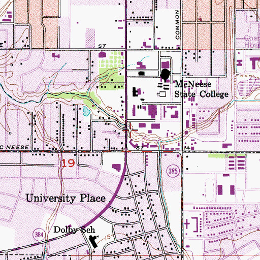 Topographic Map of McNeese State University Burton Hall, LA