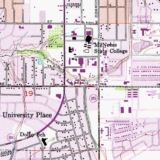 Topographic Map of McNeese State University Collette Hall, LA