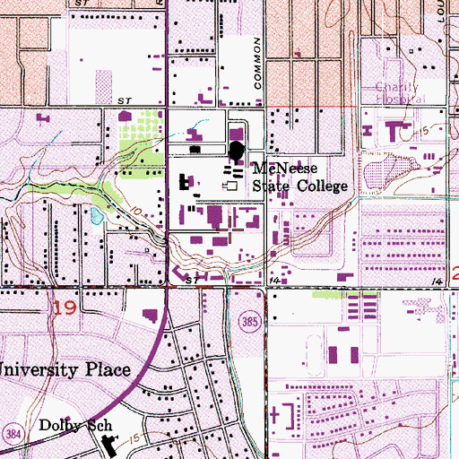 Topographic Map of McNeese State University Drew Hall, LA