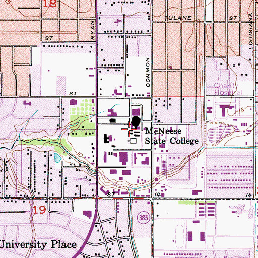 Topographic Map of McNeese State University Farrar Hall, LA