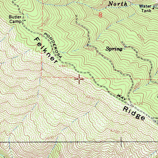 Topographic Map of Felkner Ridge, CA