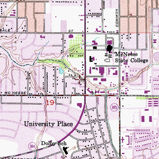 Topographic Map of McNeese State University Gayle Hall, LA