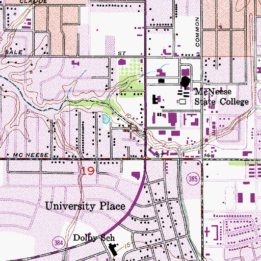 Topographic Map of McNeese State University Gayle Hall Annex, LA