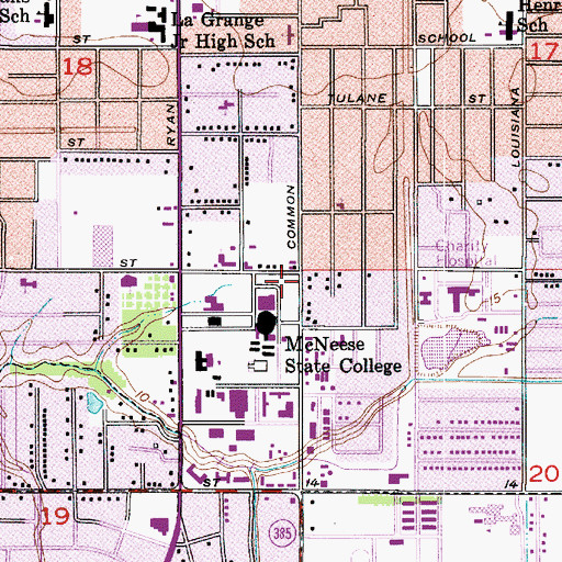 Topographic Map of McNeese State University Hardtner Hall, LA