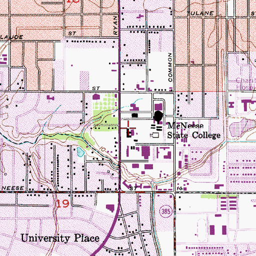 Topographic Map of McNeese State University Kaufman Hall, LA