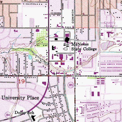 Topographic Map of McNeese State University Kirkman Hall, LA