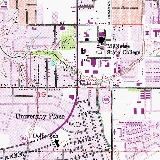 Topographic Map of McNeese State University Sallier Hall, LA