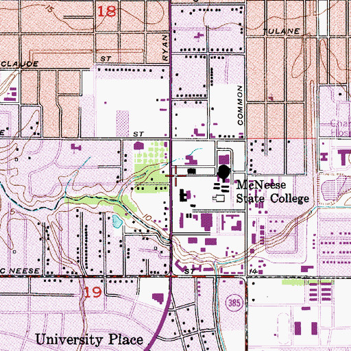 Topographic Map of McNeese State University Smith Hall, LA