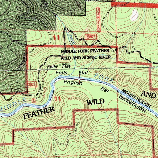 Topographic Map of Fells Creek, CA