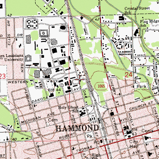 Topographic Map of Southeastern Louisiana University Family Enrichment Center, LA