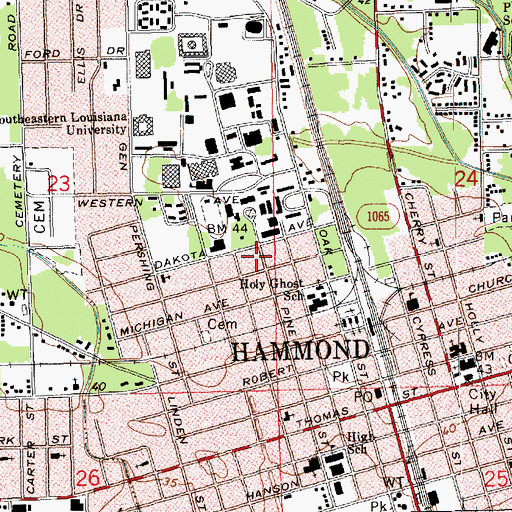 Topographic Map of Southeastern Louisiana University Region II Service Center Annex, LA
