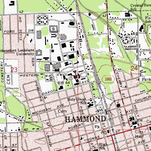 Topographic Map of Southeastern Louisiana University Science Building Annex, LA