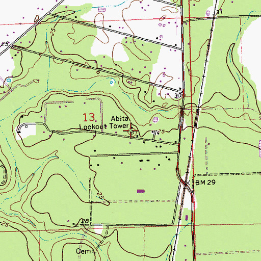 Topographic Map of Abita Springs Fire Tower, LA