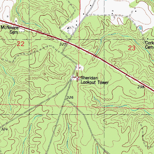 Topographic Map of Sheridan Fire Tower, LA