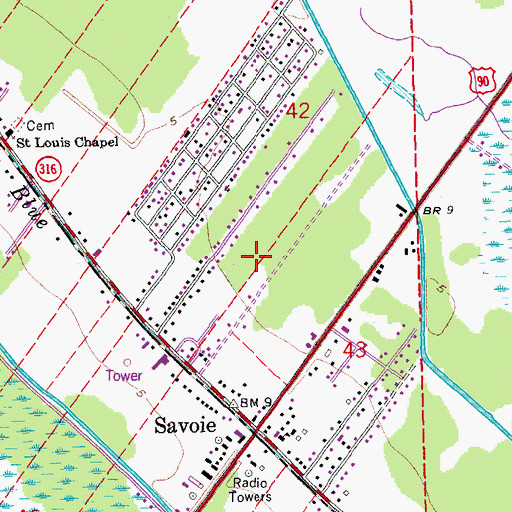 Topographic Map of Brien's Mobile Village, LA