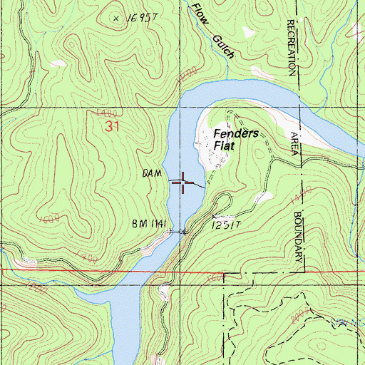 Topographic Map of Fenders Flat, CA