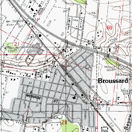 Topographic Map of Bruces Mobile Home Park, LA