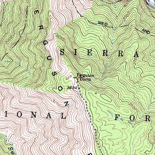 Topographic Map of Ferguson Dump, CA